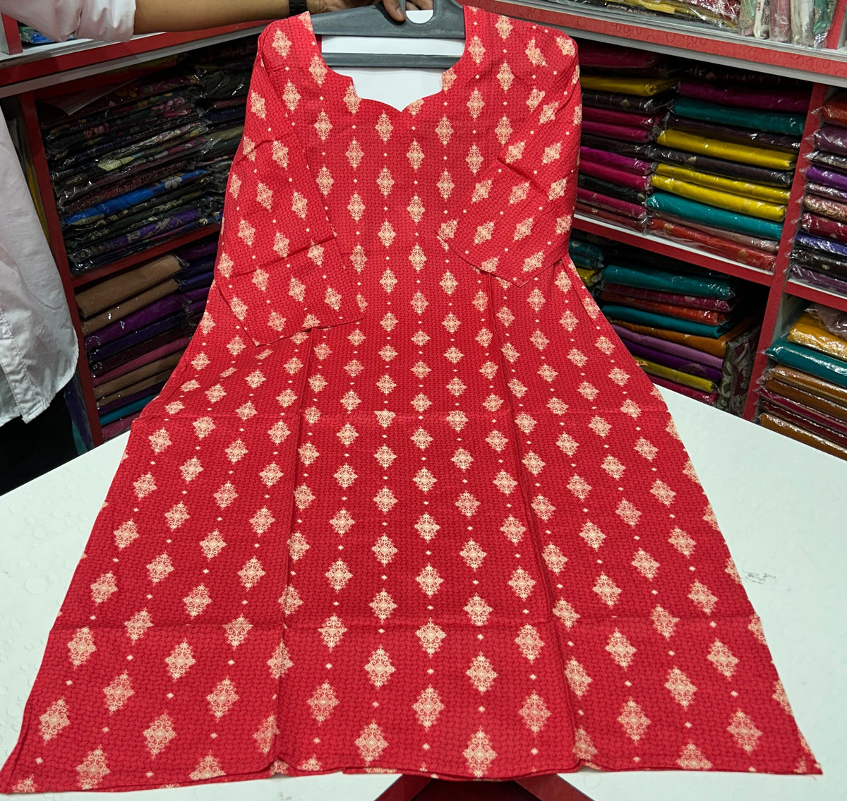 100% Premium Quality Soft Cotton Fabric Kurti with Pocket Red