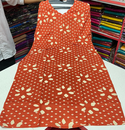 100% Premium Quality Soft Cotton Fabric Kurti with Pocket Orange