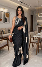 Premium Quality Maslin Georgette Saree With Digital Design Black