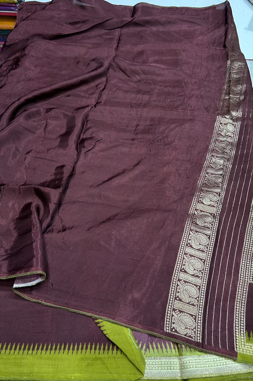 Premium Quality Pure Viscose Silk Saree With Zari Weaving Bentex Border & Peacock Design Rich Pallu & Contor Blouse