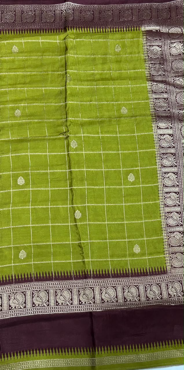 Premium Quality Pure Viscose Silk Saree With Zari Weaving Bentex Border & Peacock Design Rich Pallu & Contor Blouse