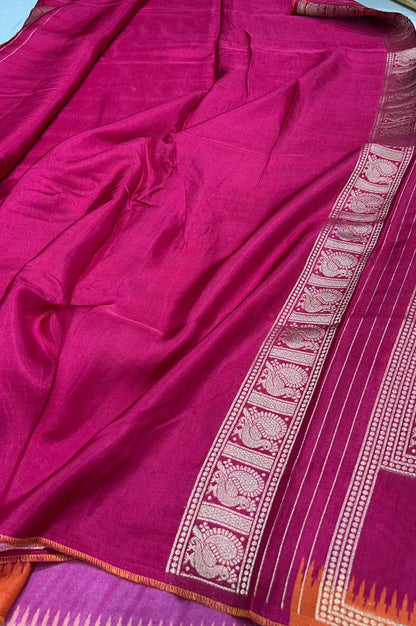 Premium Quality Pure Viscose Silk Saree With Zari Weaving Bentex Border & Peacock Design Rich Pallu & Contor Blouse 3