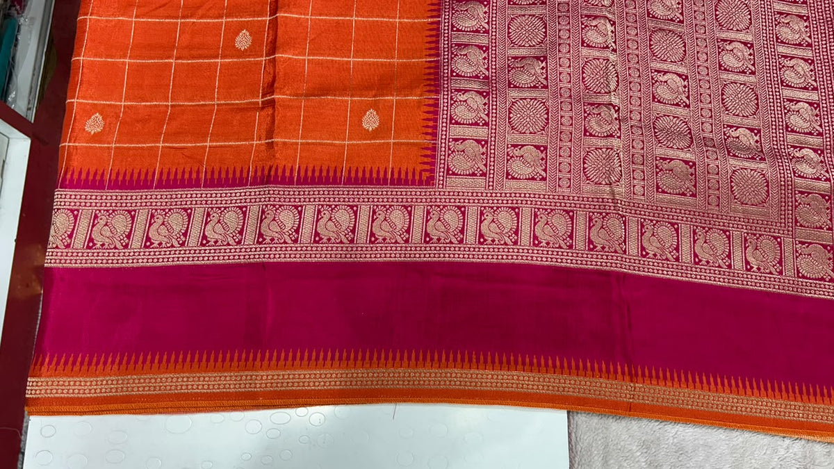 Premium Quality Pure Viscose Silk Saree With Zari Weaving Bentex Border & Peacock Design Rich Pallu & Contor Blouse 3