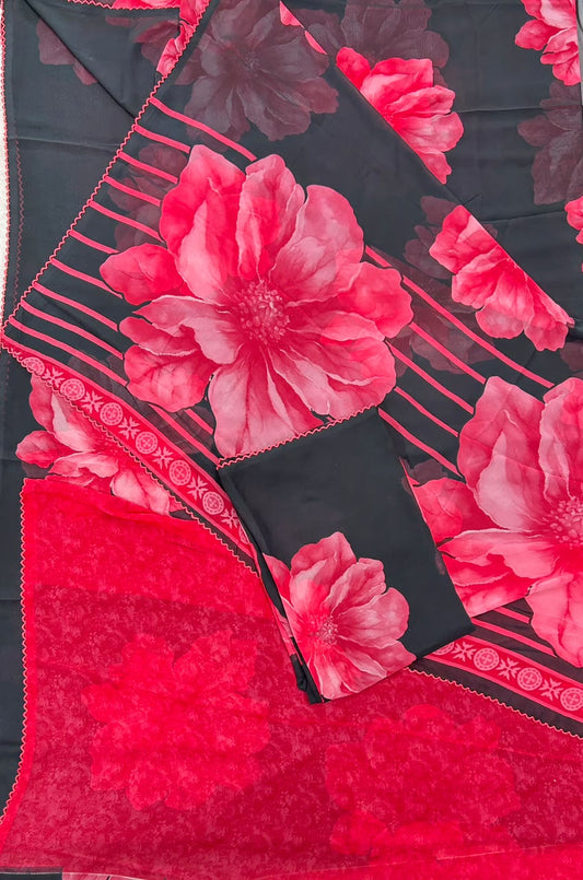 premium quality  Shiffon georgette saree  With arco border design