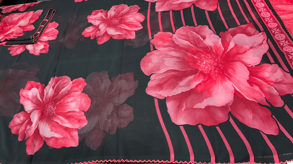 premium quality  Shiffon georgette saree  With arco border design