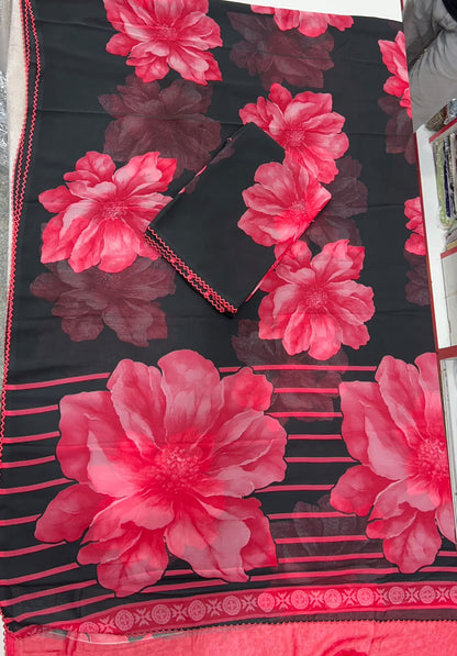 premium quality  Shiffon georgette saree  With arco border design