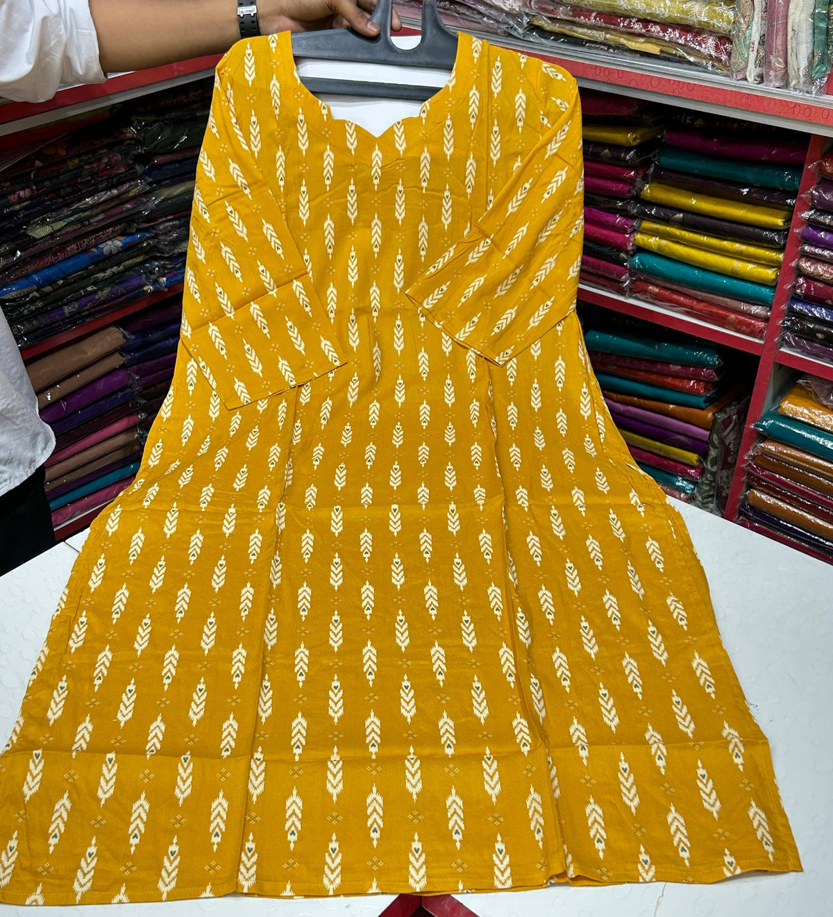 100% Premium Quality Soft Cotton Fabric Kurti with Pocket Yellow
