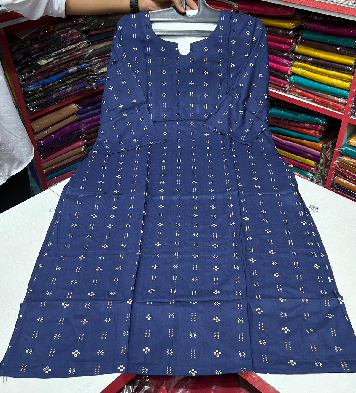 100% Premium Quality Soft Cotton Fabric Kurti with Pocket Blue